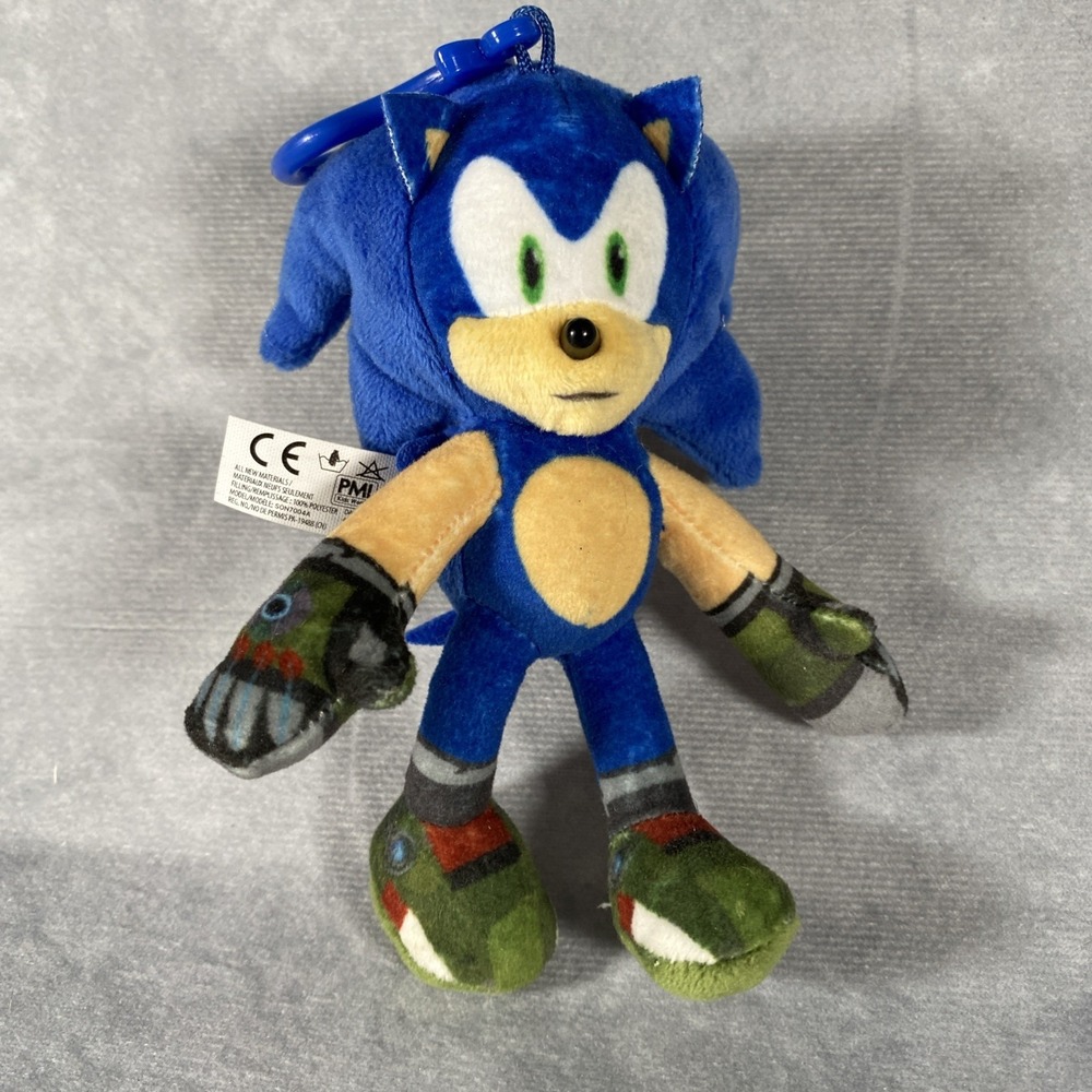 Sonic Prime‎ 6" Sonic the Hedgehog Plush Bag Clip-On Dangler Keychain